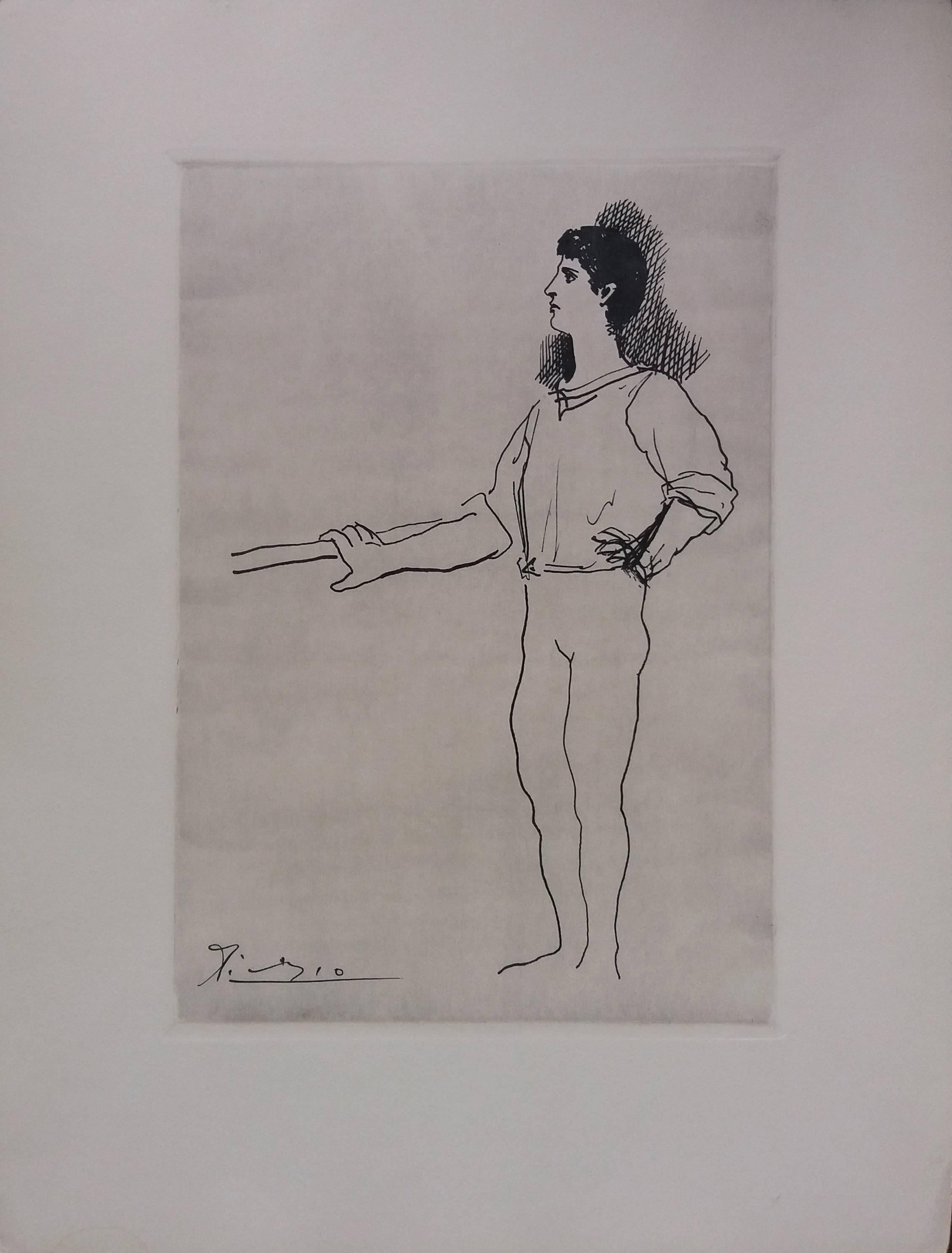 (after) Pablo Picasso Figurative Print - Pablo Picasso original drawing engraved on copper 2/8 (1943)