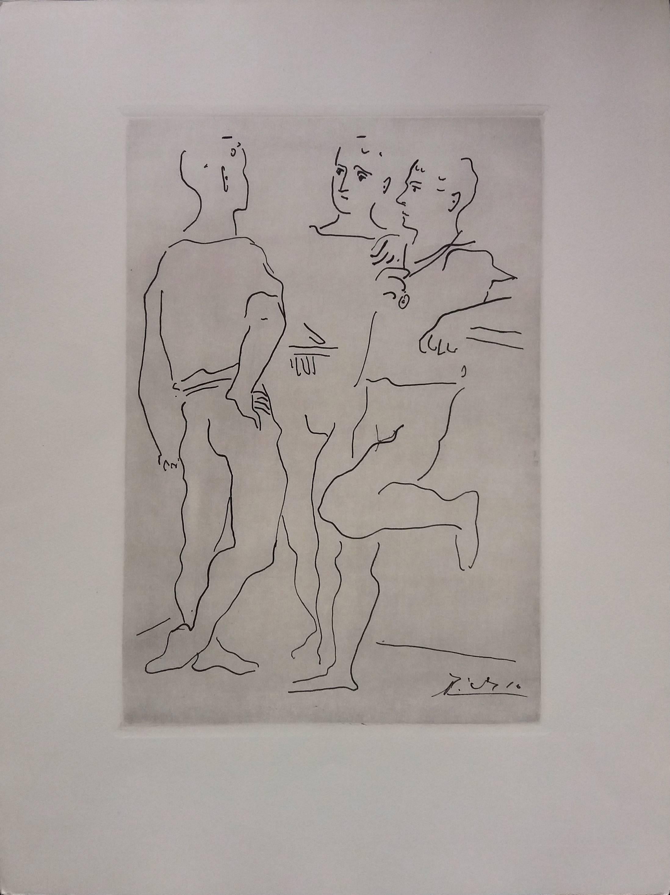 (after) Pablo Picasso Figurative Print - Pablo Picasso original drawing engraved on copper 3/8 (1943) 