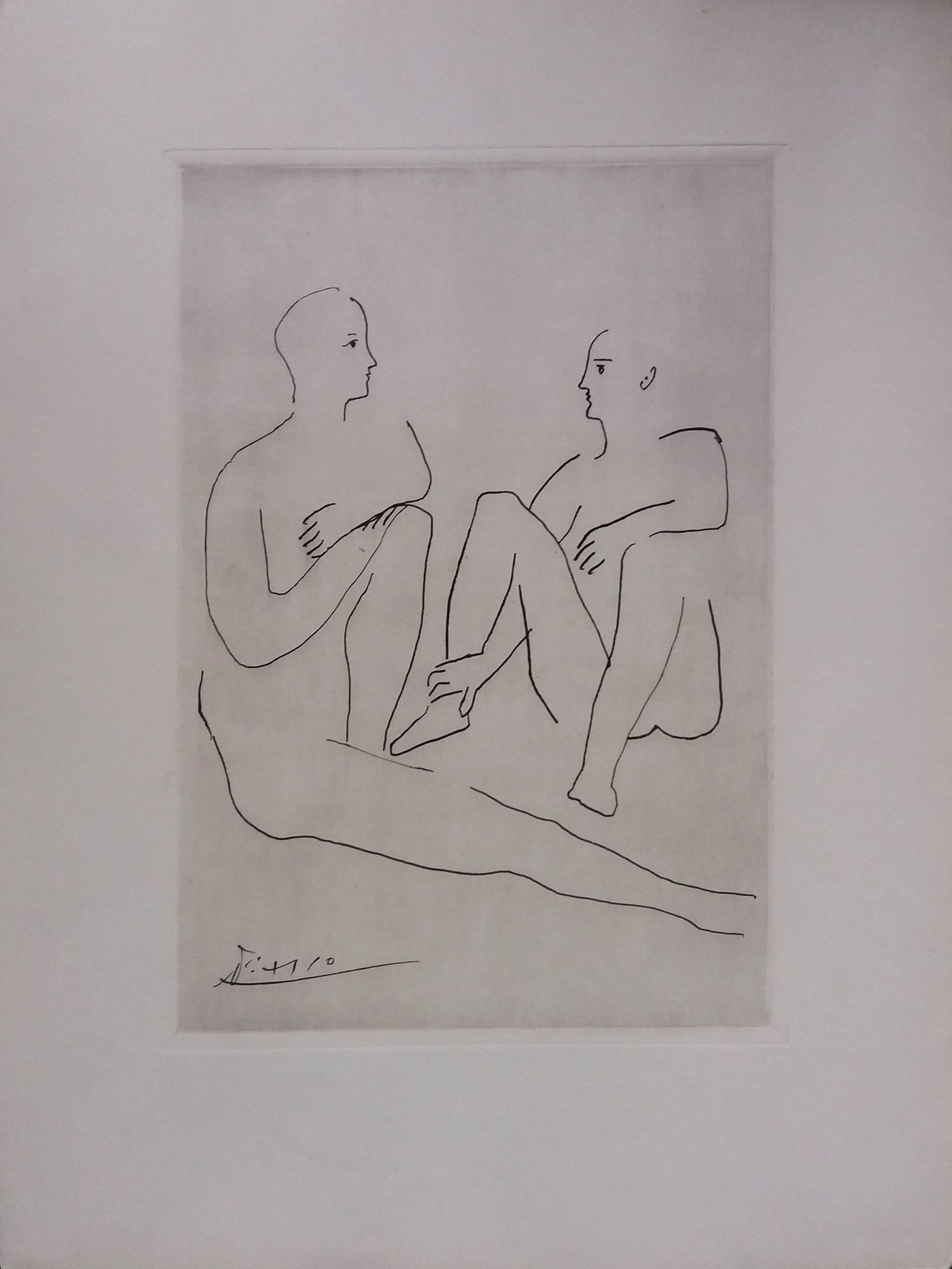 (after) Pablo Picasso Figurative Print - Pablo Picasso original drawing engraved on copper 5/8 (1943) 