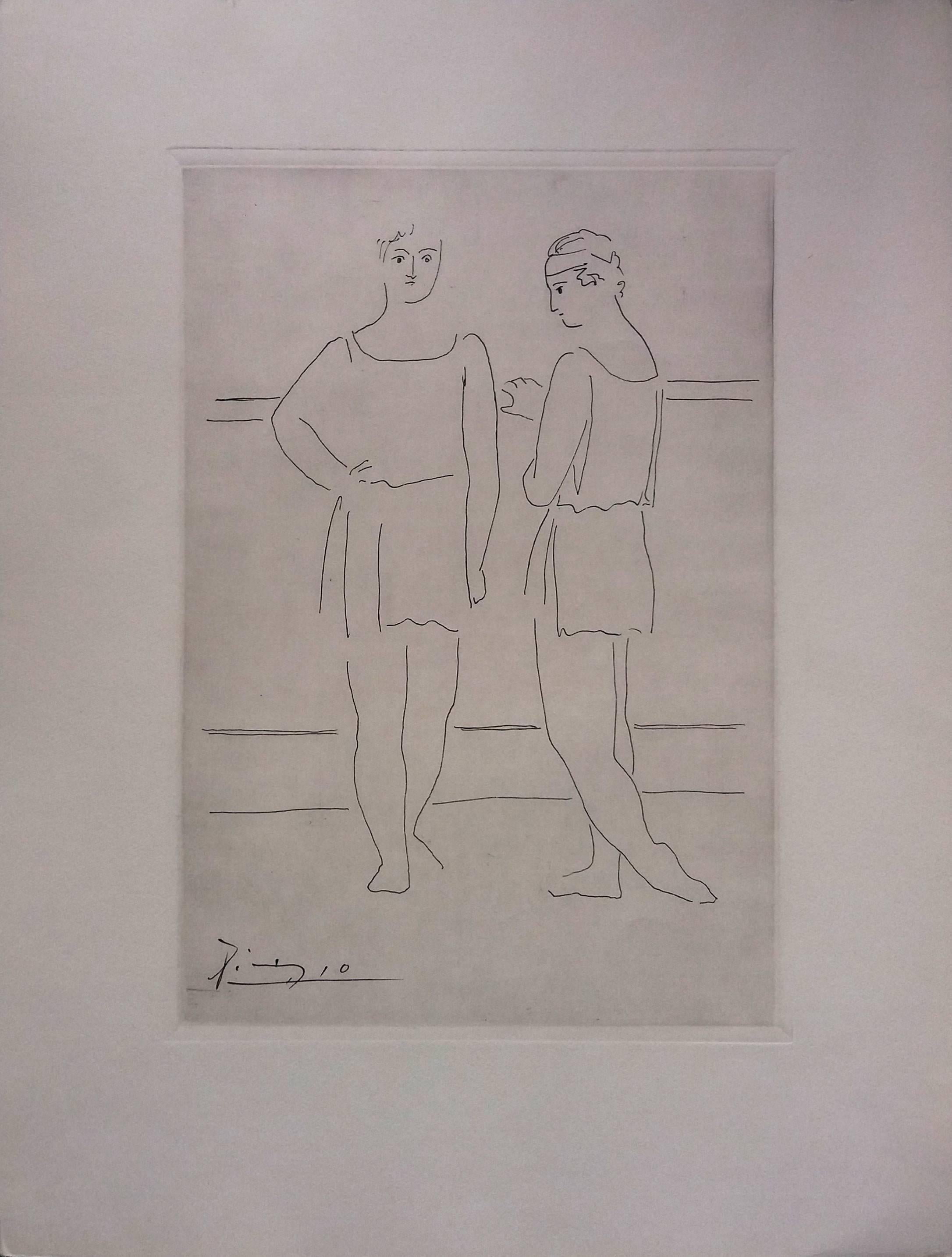(after) Pablo Picasso Figurative Print - Pablo Picasso original drawing engraved on copper 8/8 (1943) 