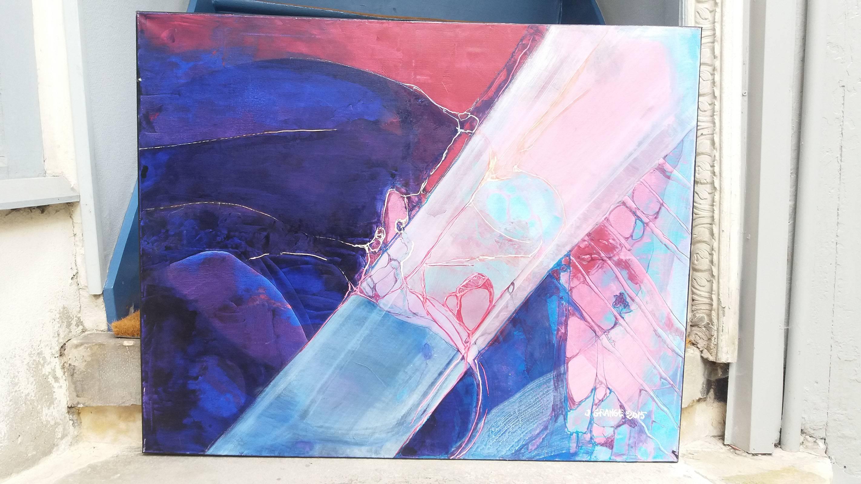 Breche n°61 avec voile - Abstract Painting Viola di Jacques Grange