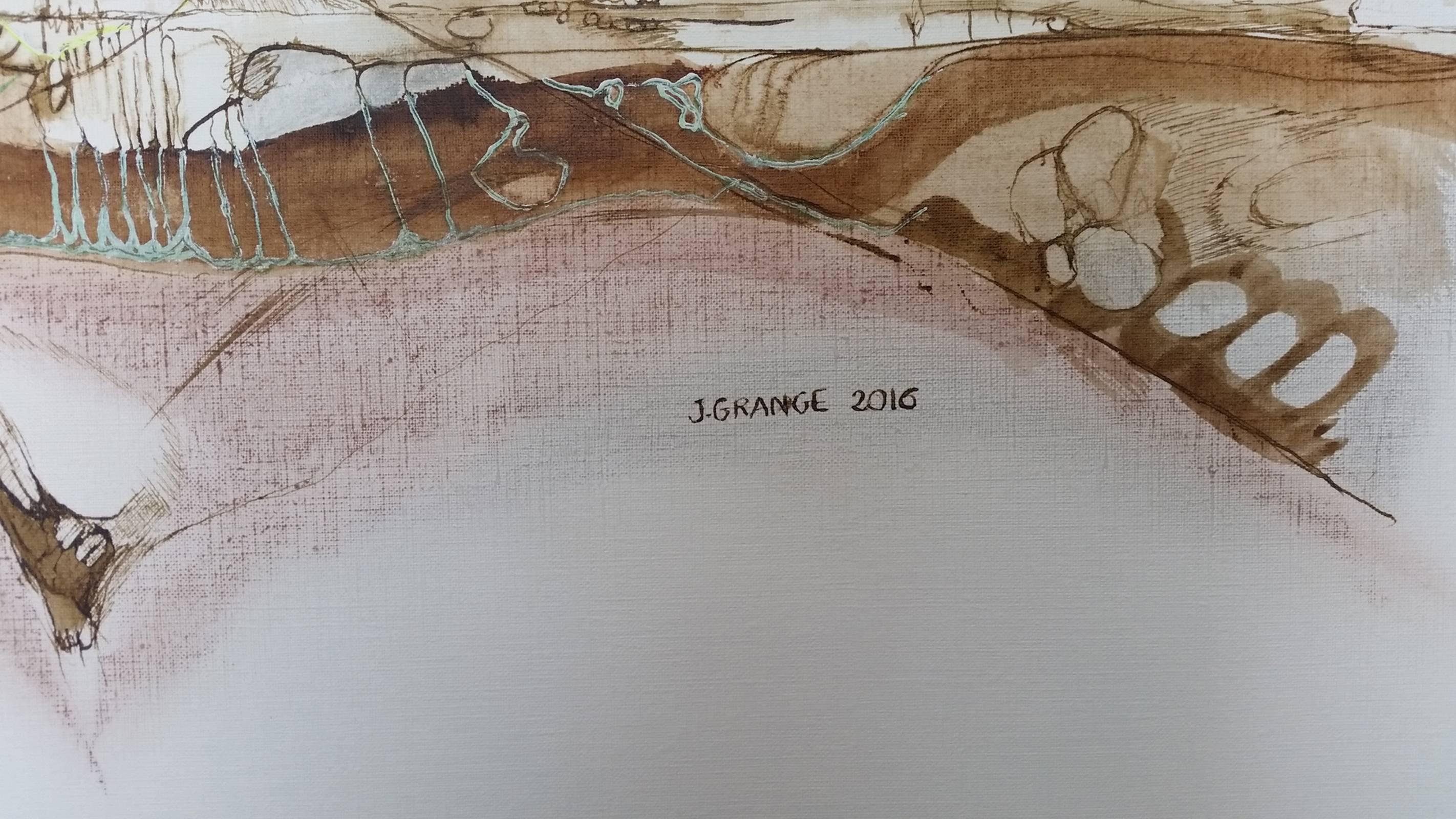 Paysage 3 - Landscape Painting Gris de Jacques Grange