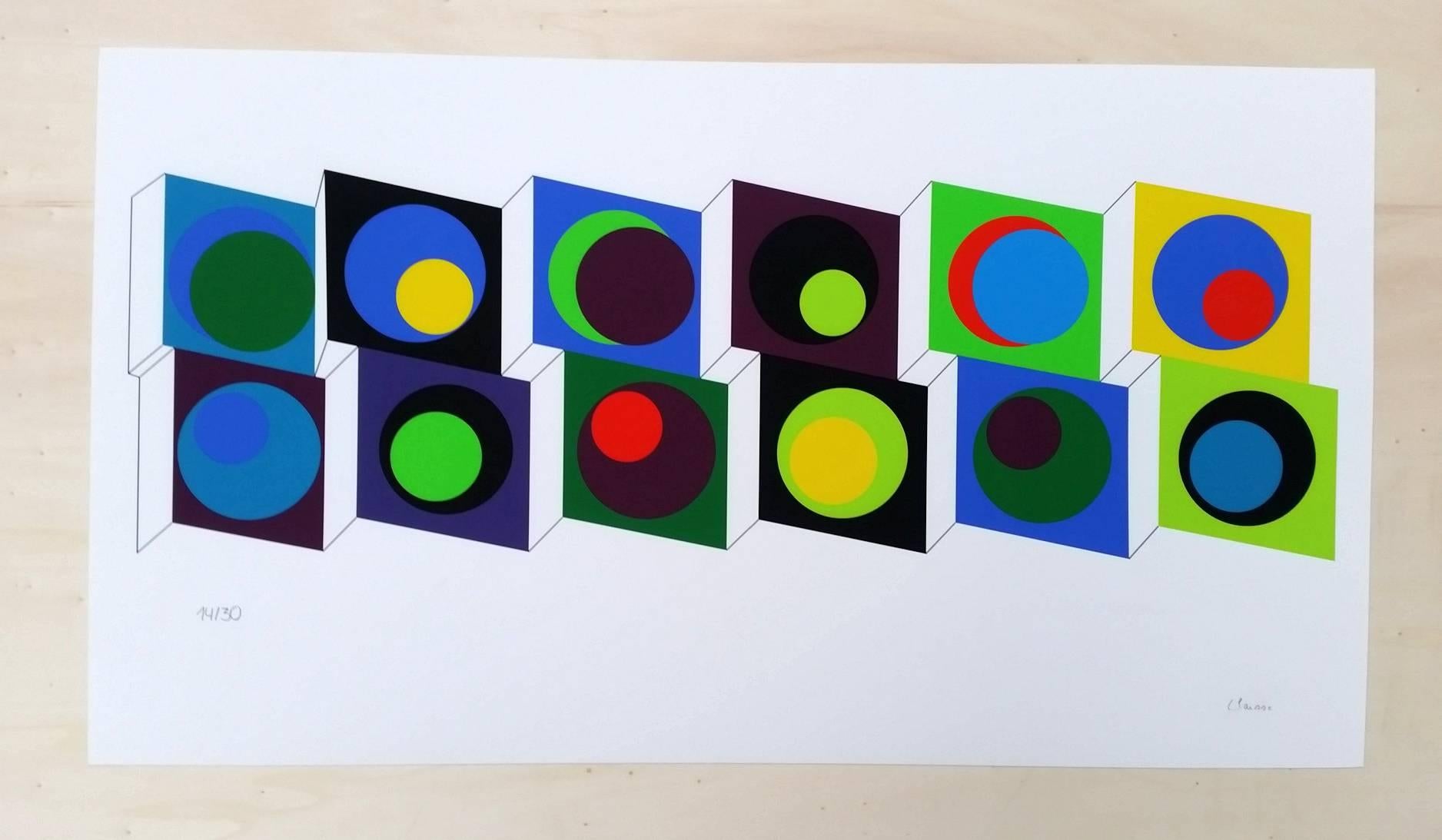 Geneviève Claisse Abstract Print - 20 -Composition Géométrique