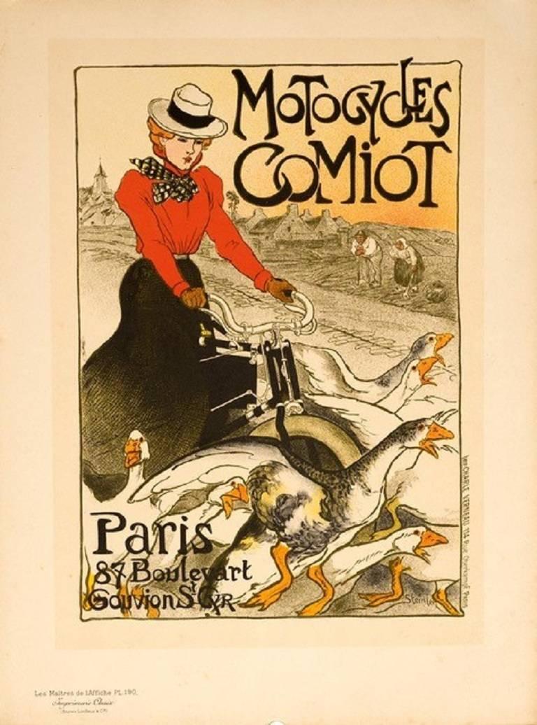 Théophile Alexandre Steinlen Figurative Print - Comiot Motorcycles from "Les Maitres de l'Affiche"