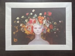 Leonor Fini - Women with flowers in her hair - 1970