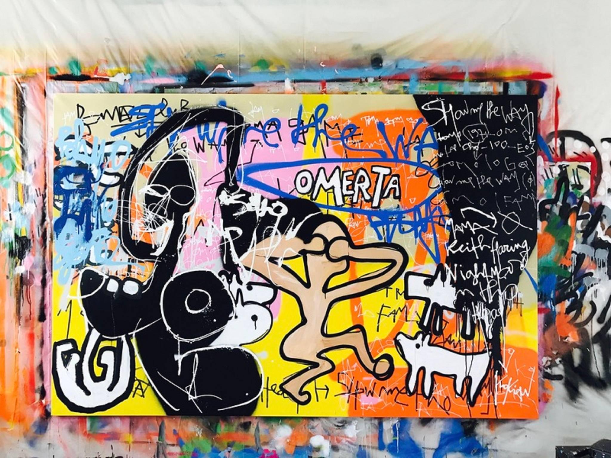 Keith Haring Dreala Day (Omerta) - Painting by Kokian