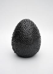 Egg and Rose - Limoges Porcelaine - Enamel - Overglazed black hand-painted