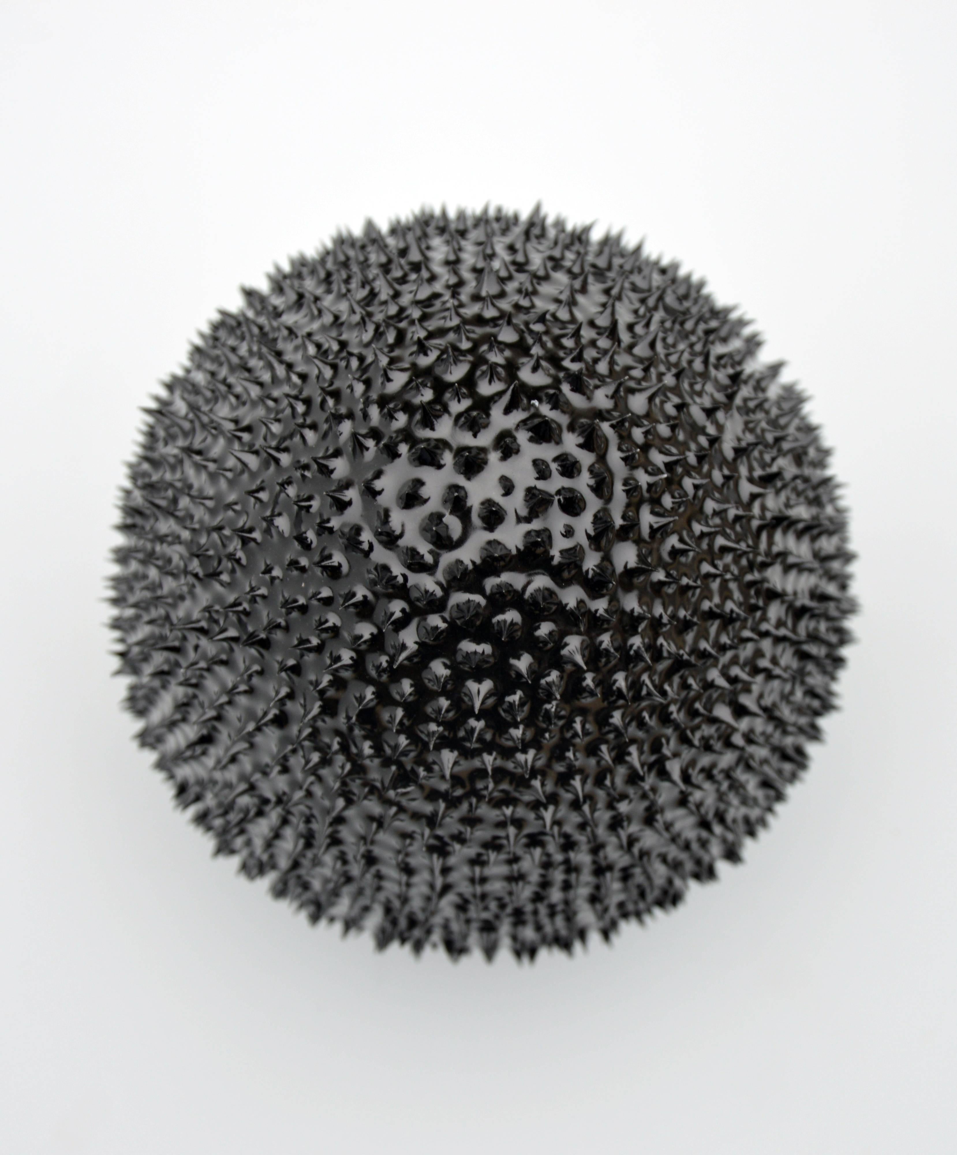 Egg and Rose - Limoges Porcelaine - Enamel - Overglazed black hand-painted - Sculpture by Juliette Clovis