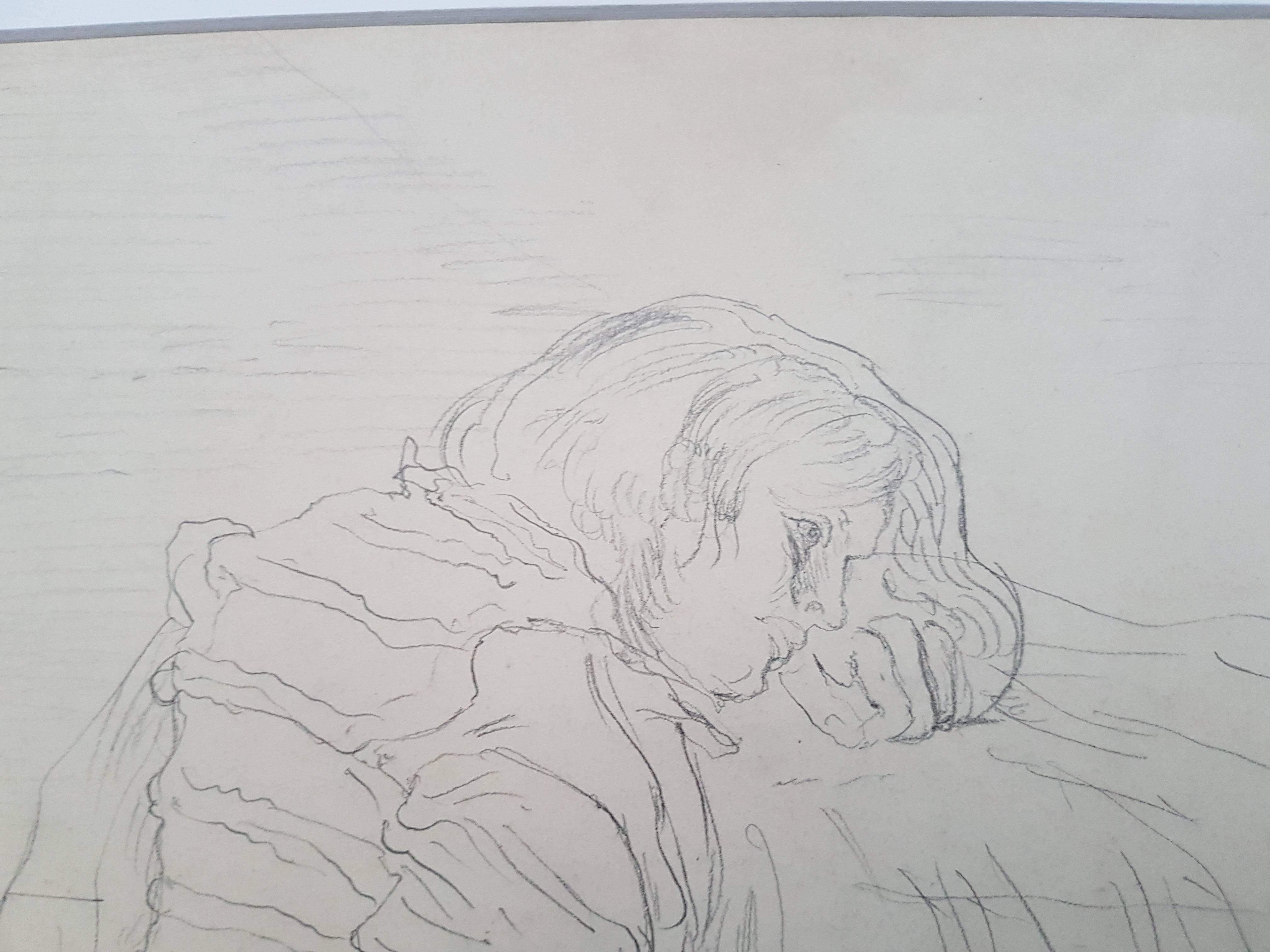 Modèle - Dessin au crayon d'Eugène Berman - 1944 - Moderne Art par Eugene Berman