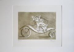 Mileto and Giulia in a Green Carriage - Original Etching by Giacomo Manzù