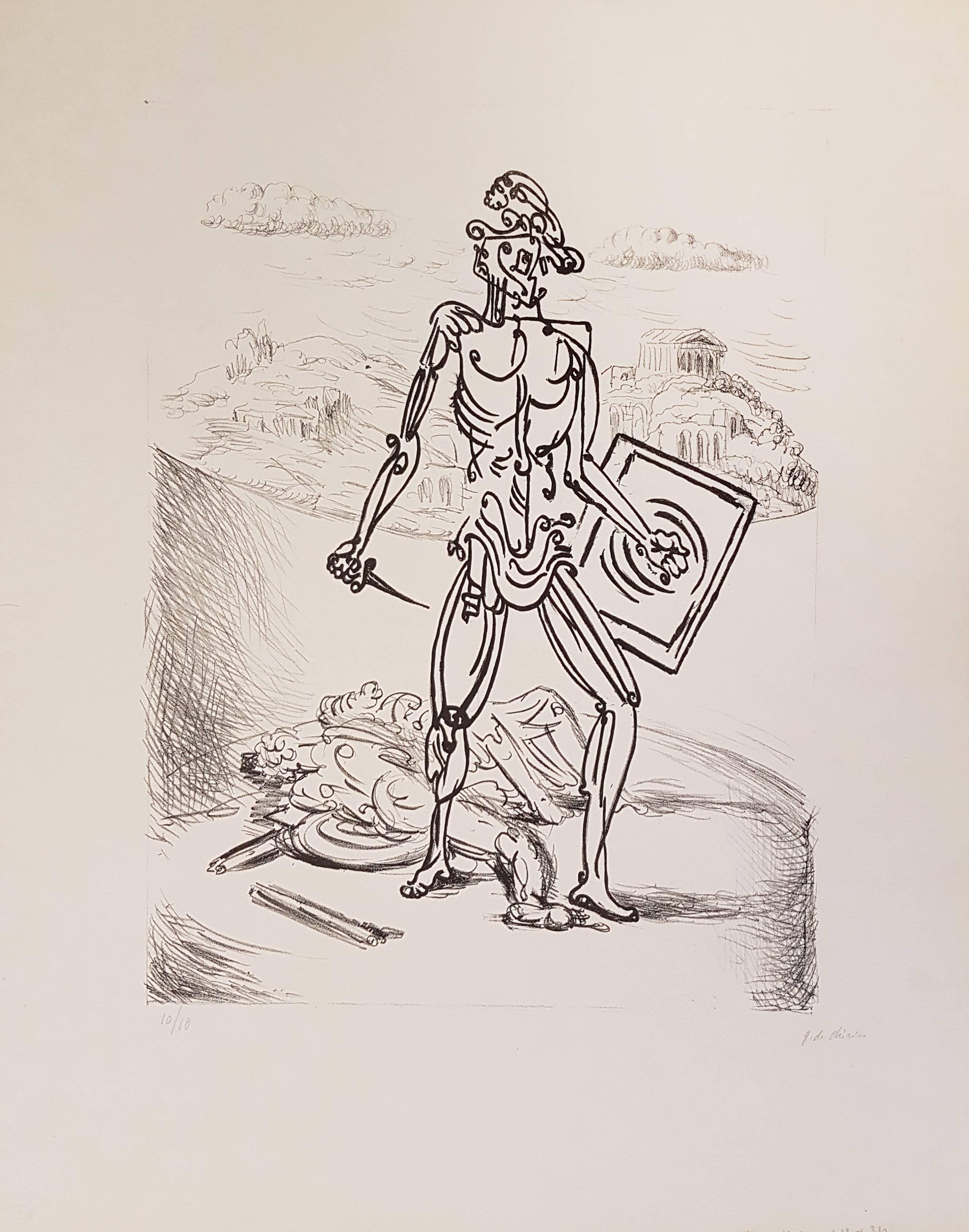 Giorgio De Chirico Figurative Print - Le Gladiateur (B/W)