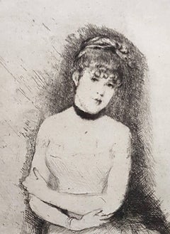 Jeune Femme - Original Etching by Giuseppe De Nittis - 1875-80