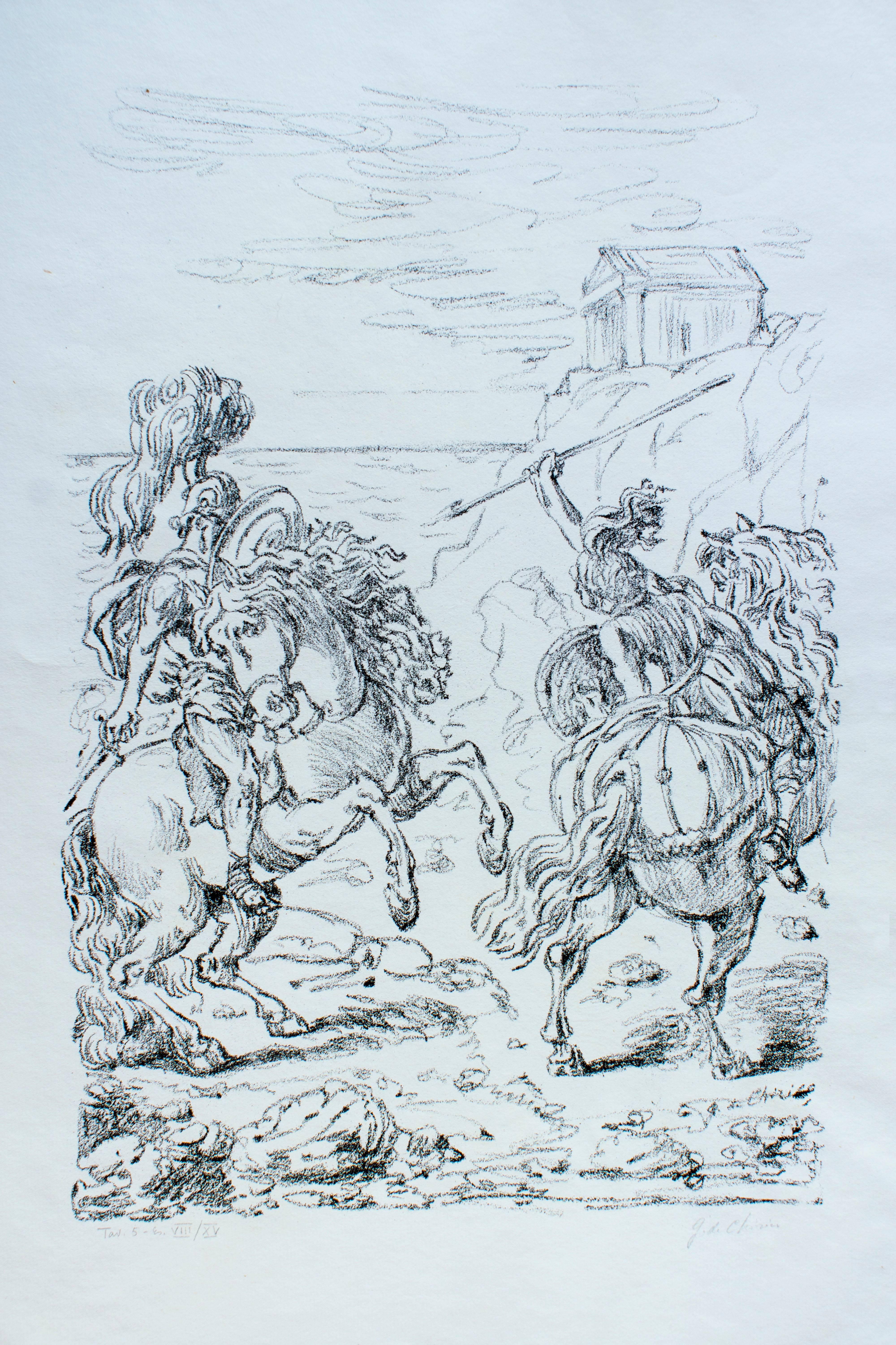Figurative Print Giorgio De Chirico - La Sfida à Riva all'Egeo