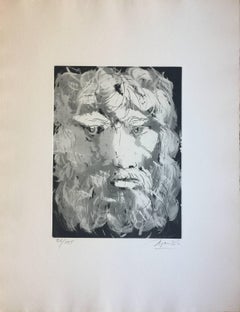 Vintage Head of Oedipus - Etching by Giacomo Manzù - 1970