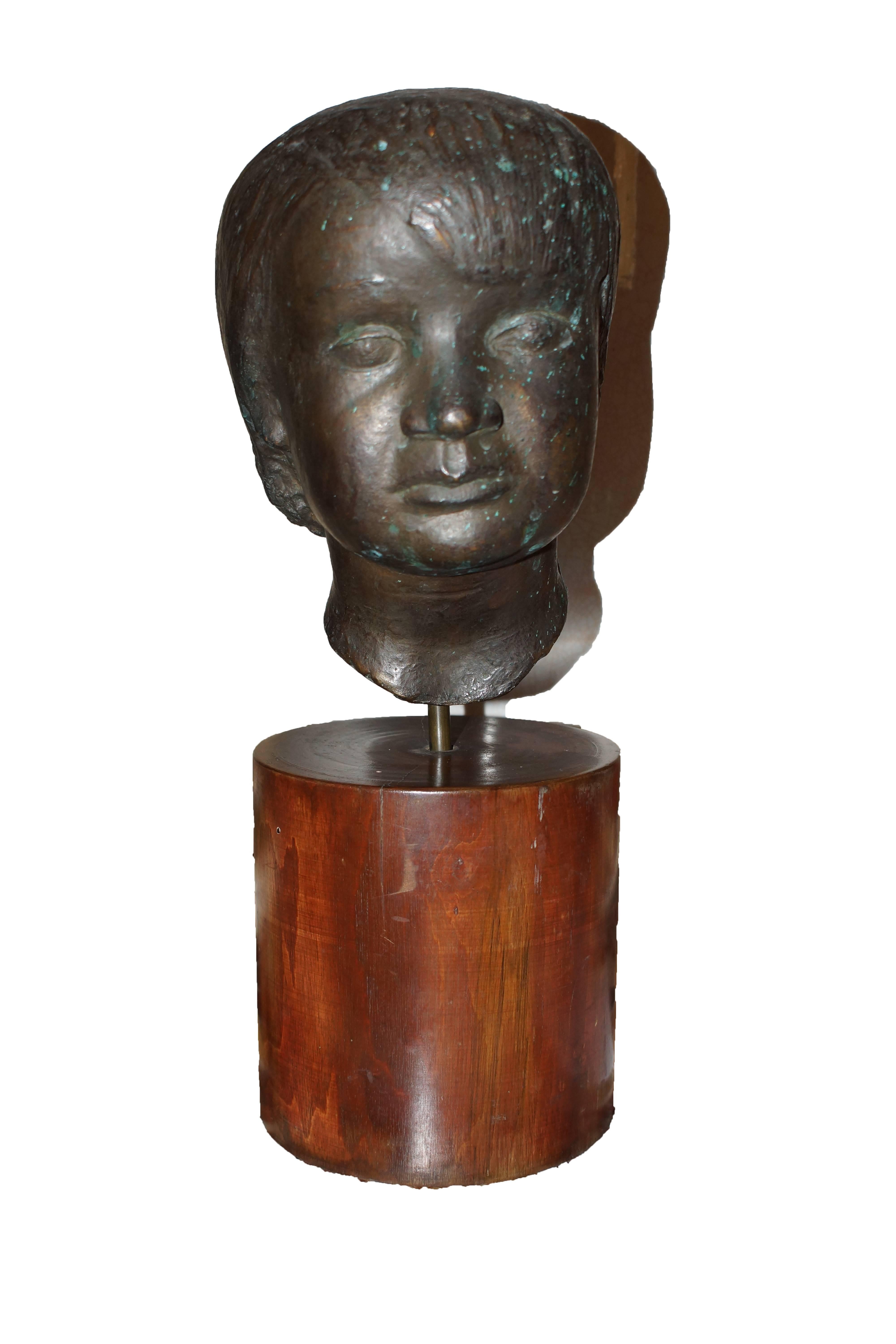 Marino Marini Figurative Sculpture - Head of Young Boy
