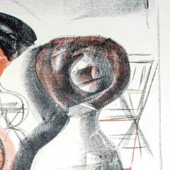 Women at the Table -  Lithograph by Massimo Campigli - 1952