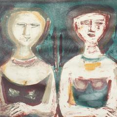 Le Belle di Sera - Litografia di Massimo Campigli - 1967