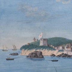 Ponza Island Landscape Painting, Oil on Canvas, 18th Century, Unframed