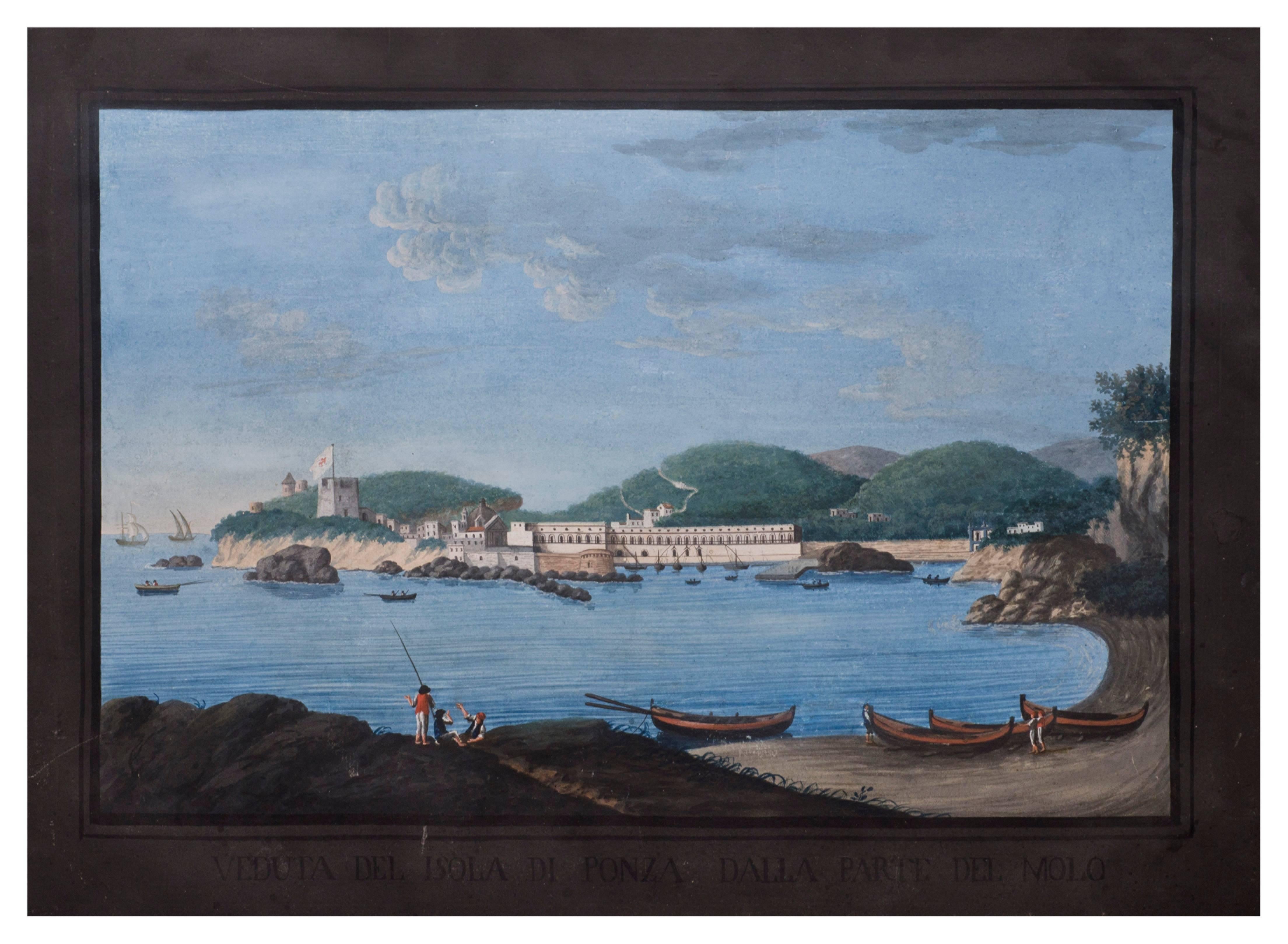 Unknown Figurative Painting – Ponza-Insel – Öl auf Leinwand – 18. Jahrhundert