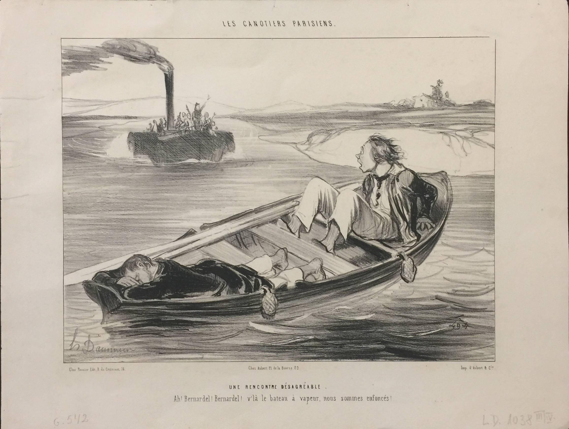 Honoré Daumier Figurative Print - Les Canotiers Parisiens - Une Rencontre désagréable