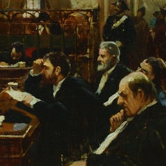 L'Aula del Tribunale - Oil on Panel by Vincenzo dé Stefani - 1891