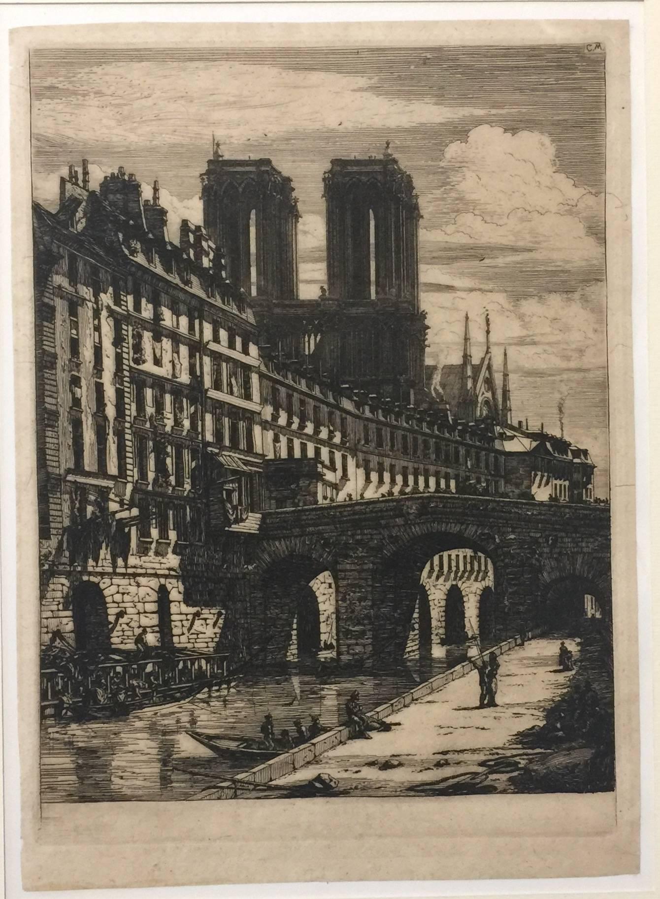 Charles Meryon Landscape Print - Le Petit Pont
