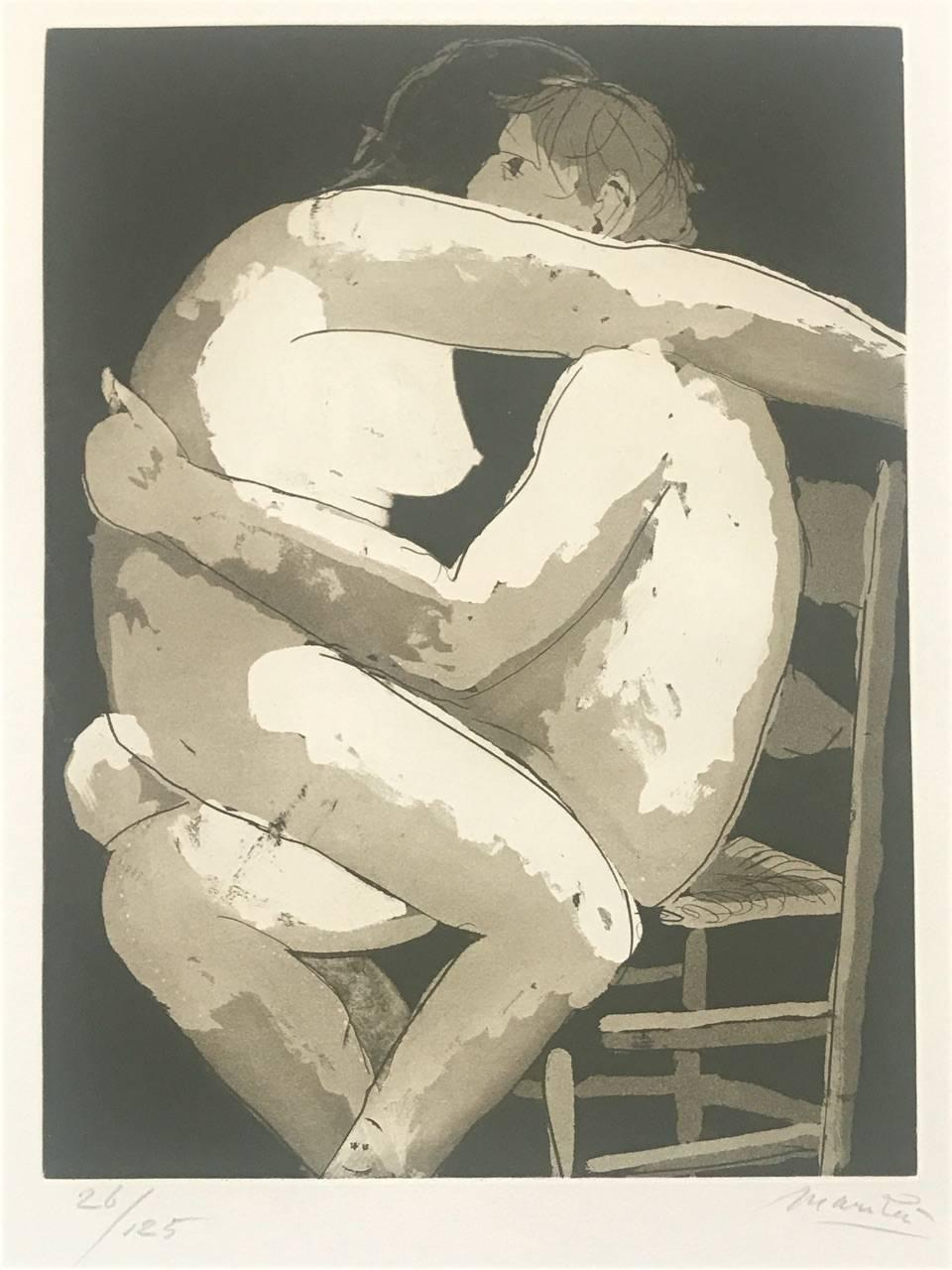 Giacomo Manzú Figurative Print - Lovers I - Etching by Giacomo Manzù - 1970