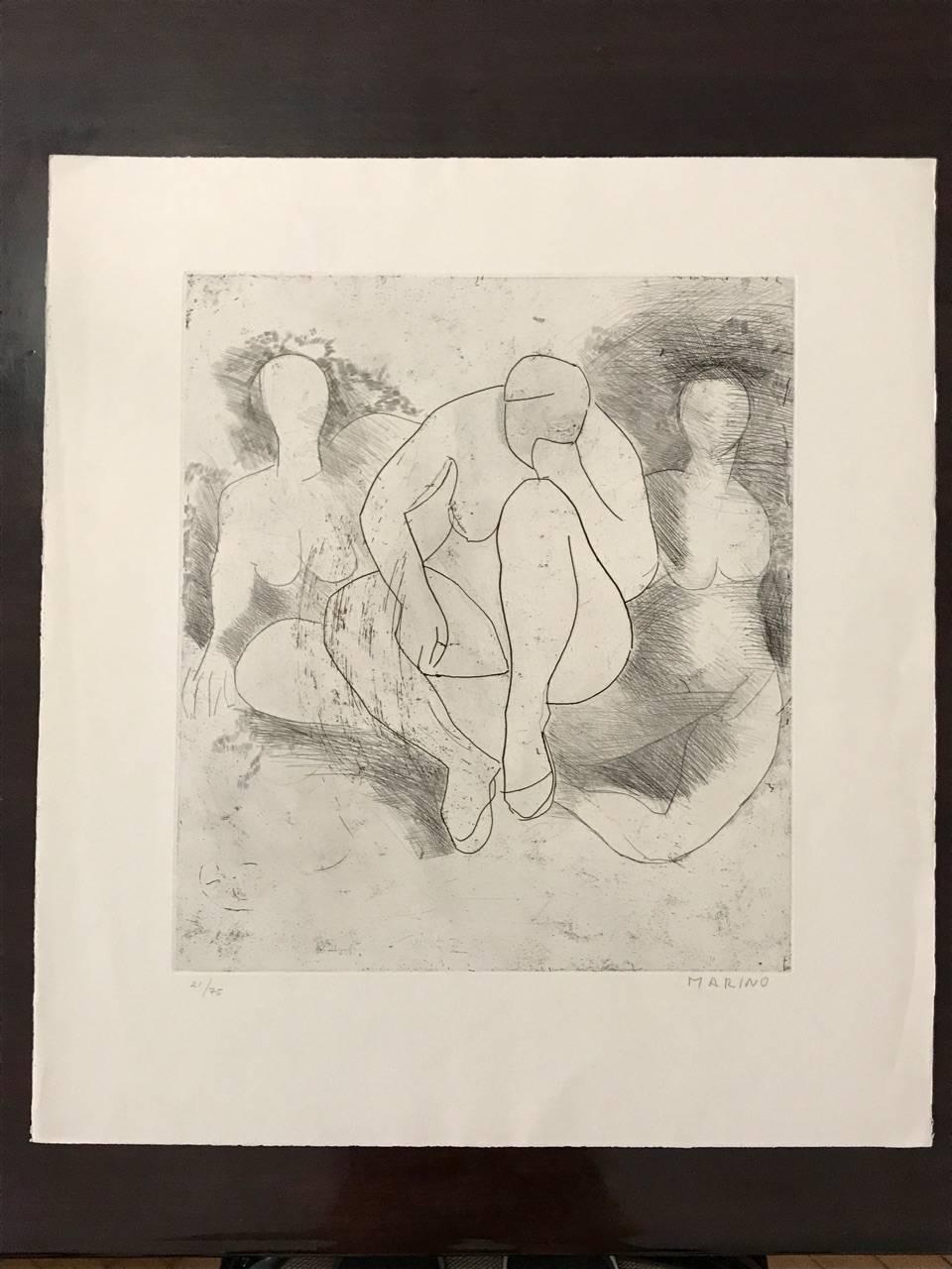 Composition - Etching by Marino Marini - 1970 For Sale 1