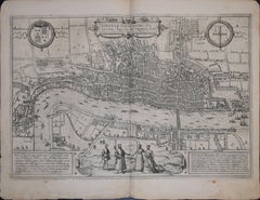 London /Londinum Antique Map, Civitates Orbis Terrarum by Braun and Hogenberg