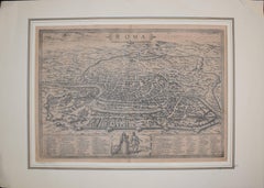 Rome /Roma Antique Map, Civitates Orbis Terrarum by Braun and Hogenberg