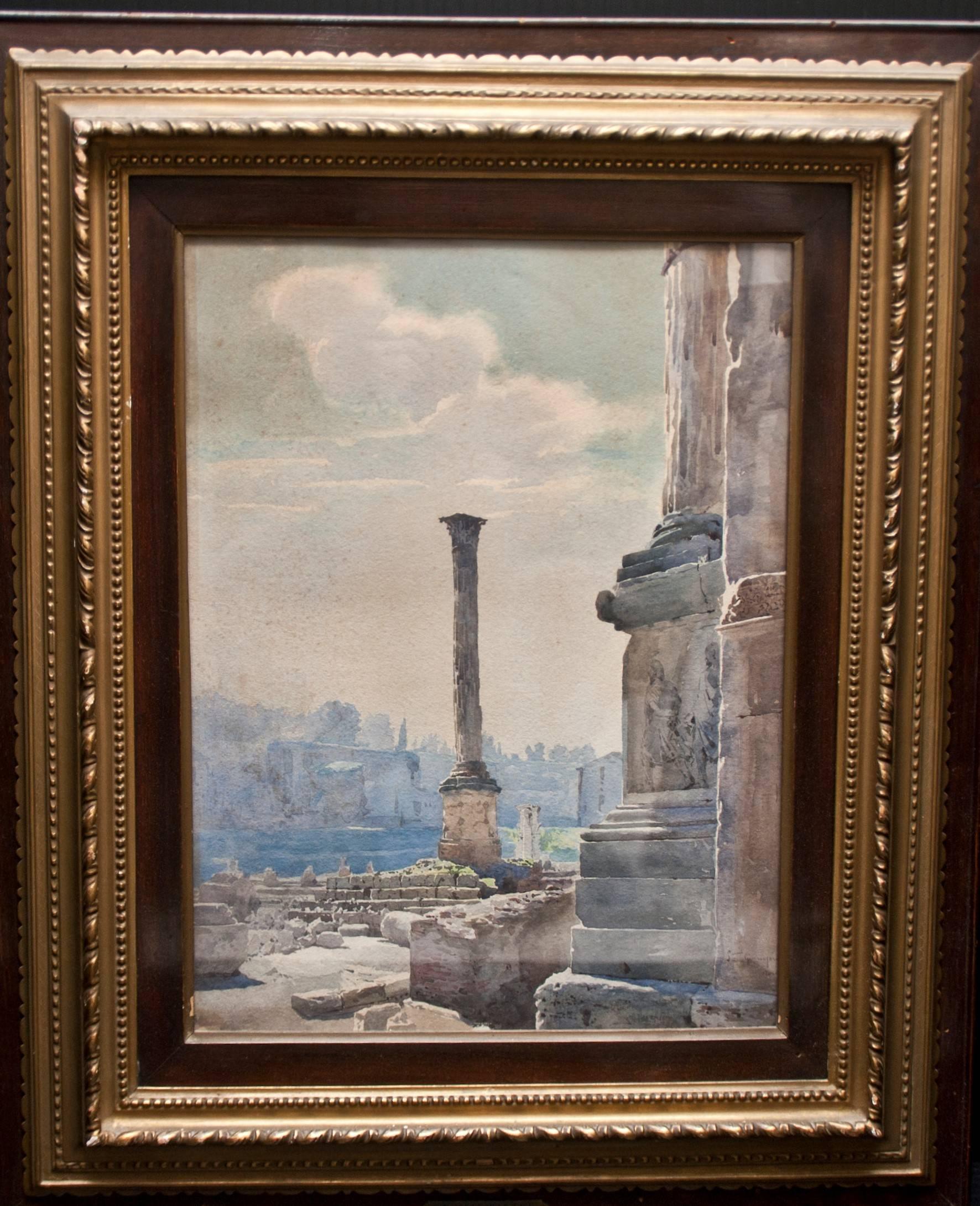 View of the Roman Forum – „Colonna di Foca“ – Original-Aquarell 1885 ca.