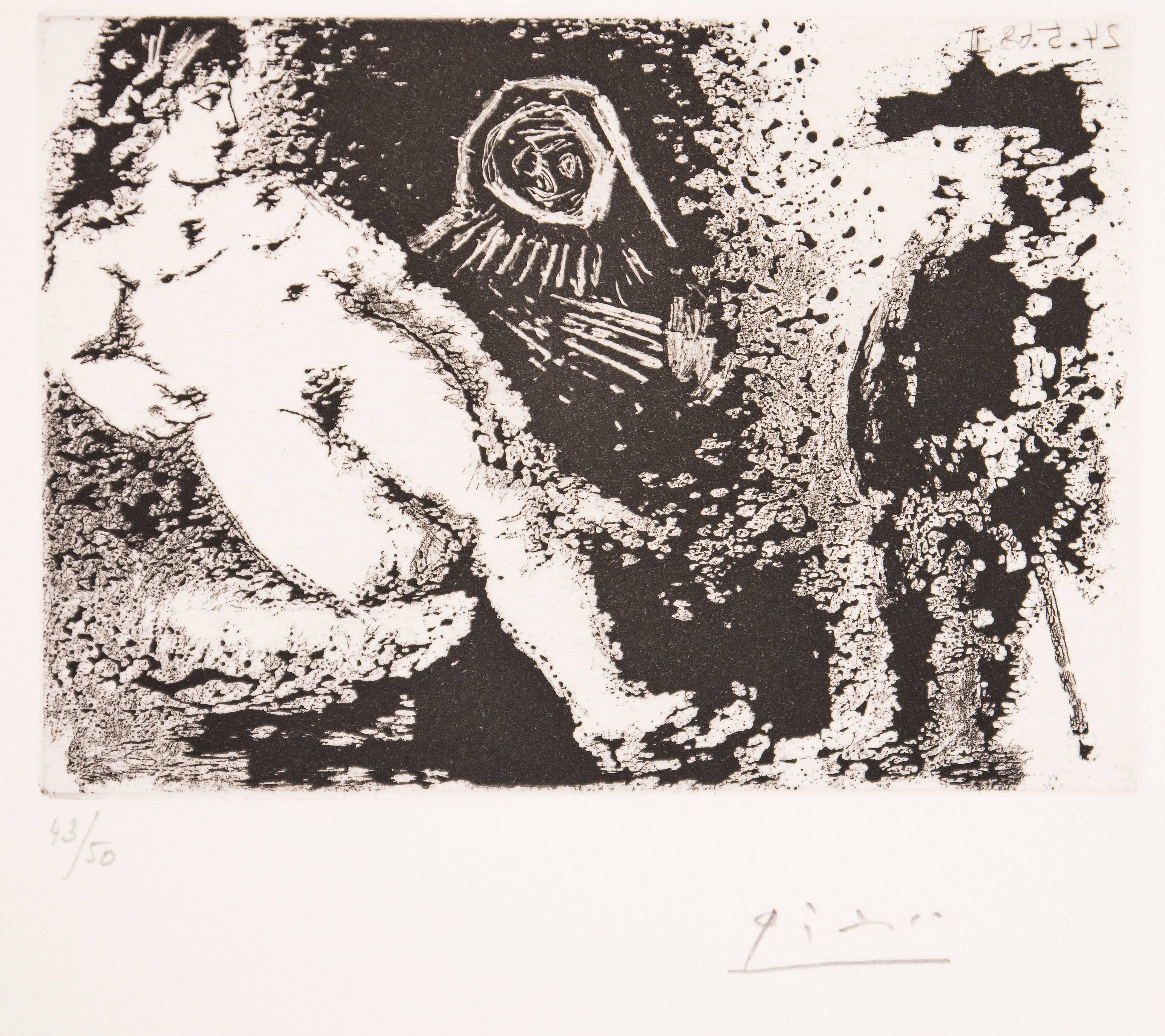 Pablo Picasso Figurative Print - Celestine – Fille et vieux client 