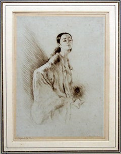 Gravure « Femme au Chale » d'Edgar Chahine