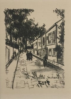 The Walk - Original Lithograph by M. Utrillo - 1927