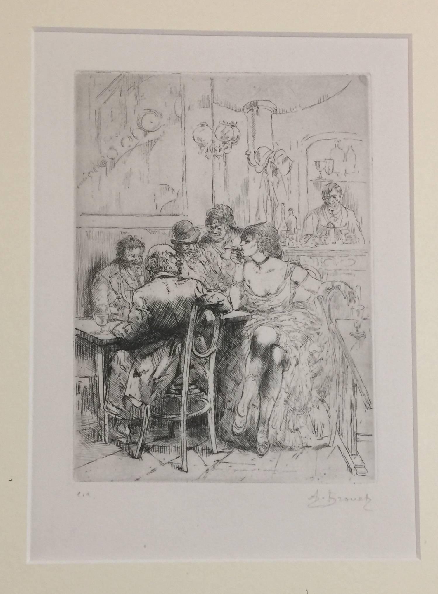 Salon - Original Etching by Auguste Brouet
