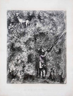 Le Cerf et la Vigne - Eau-forte originale de M. Chagall - 1930