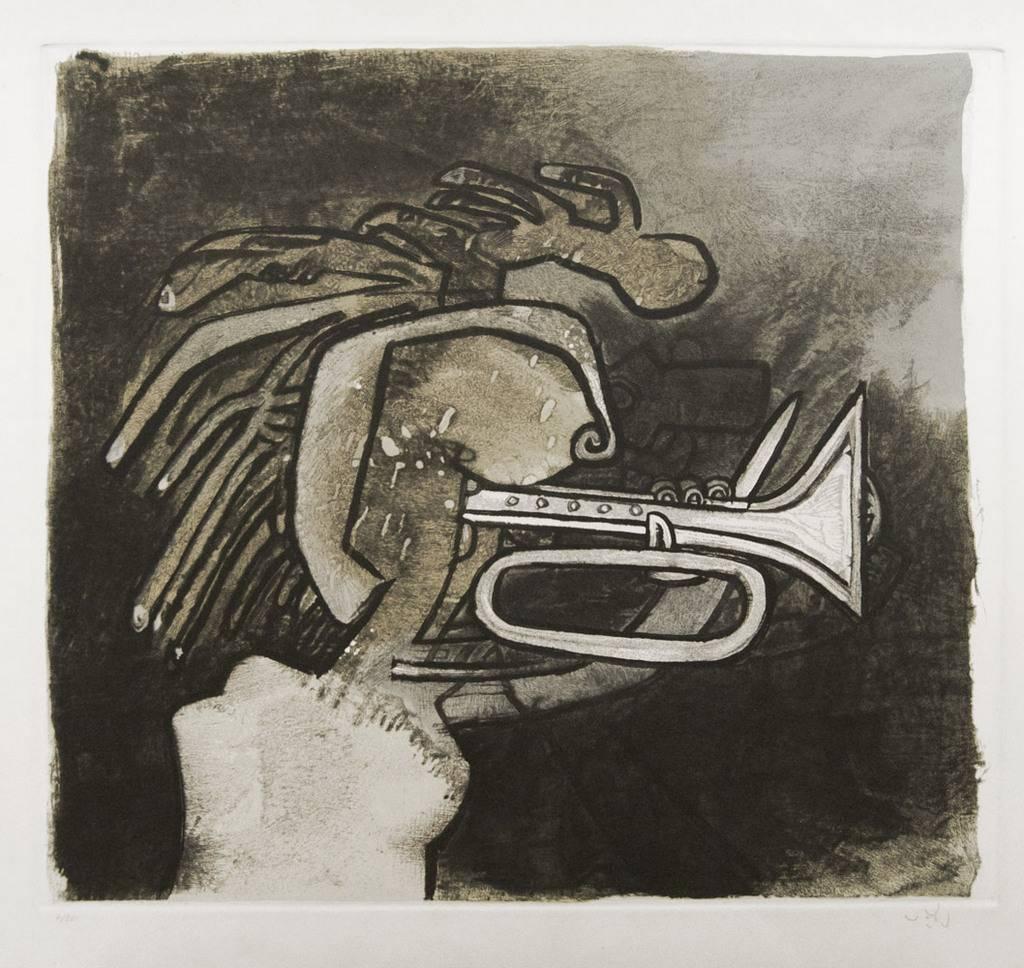 Sebastian Matta Abstract Print - The Trumpet