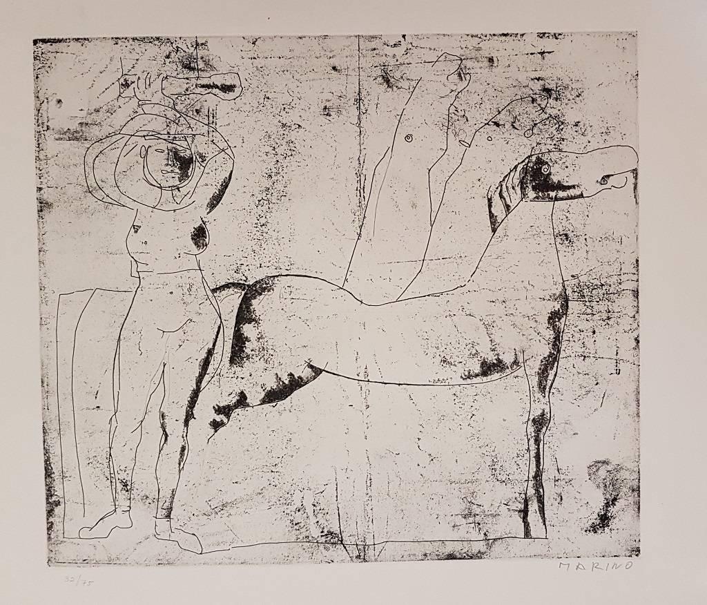 Fondale - Etching by Marino Marini - 1969