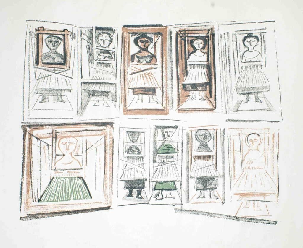 Massimo Campigli Figurative Print - Le Tessitrici