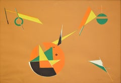 Abstract Composition - Original Tempera on Paper by Stefano Spagnoli - 1968