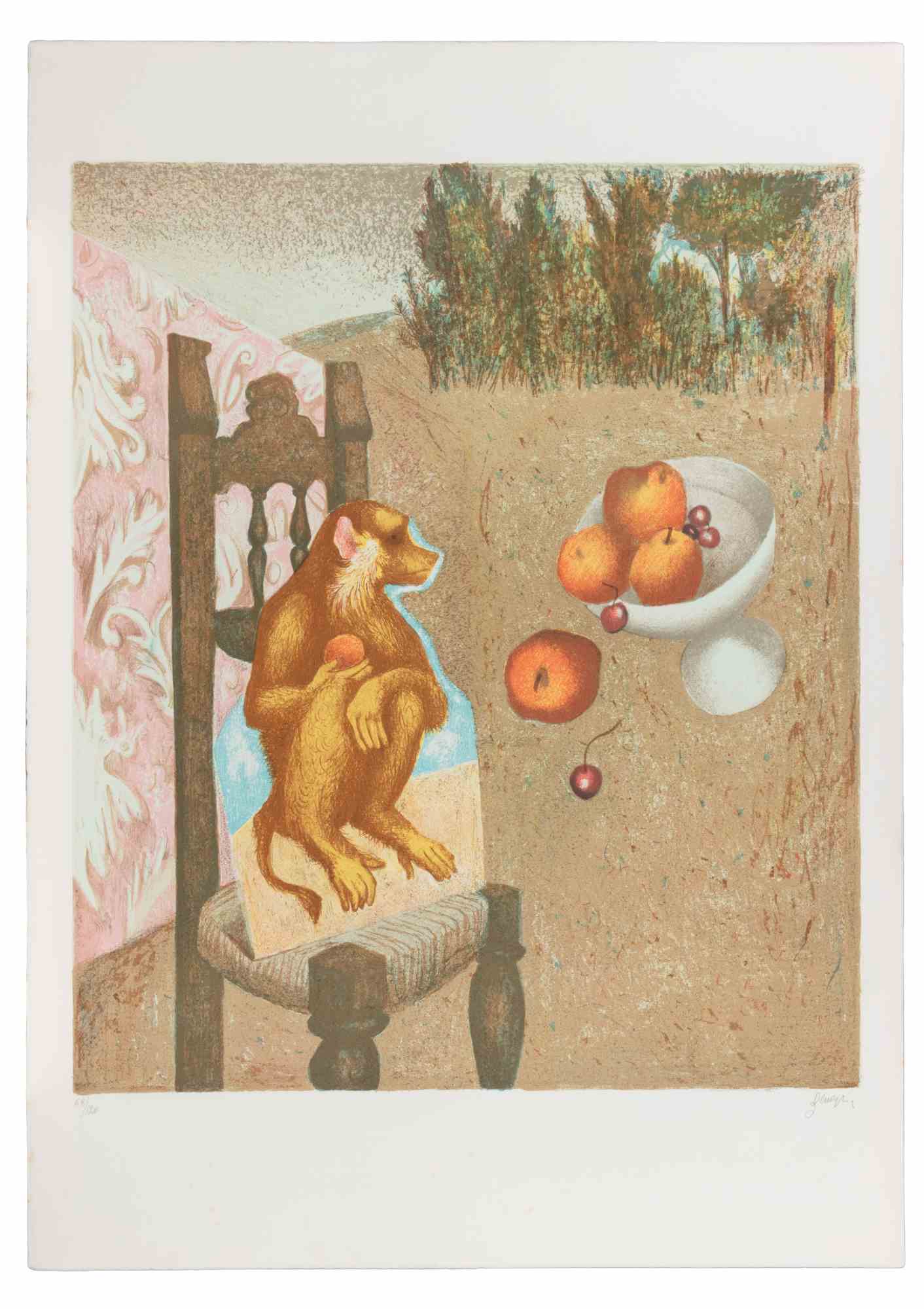 The Monkey - Lithograph by Enrico Benaglia - 1990s