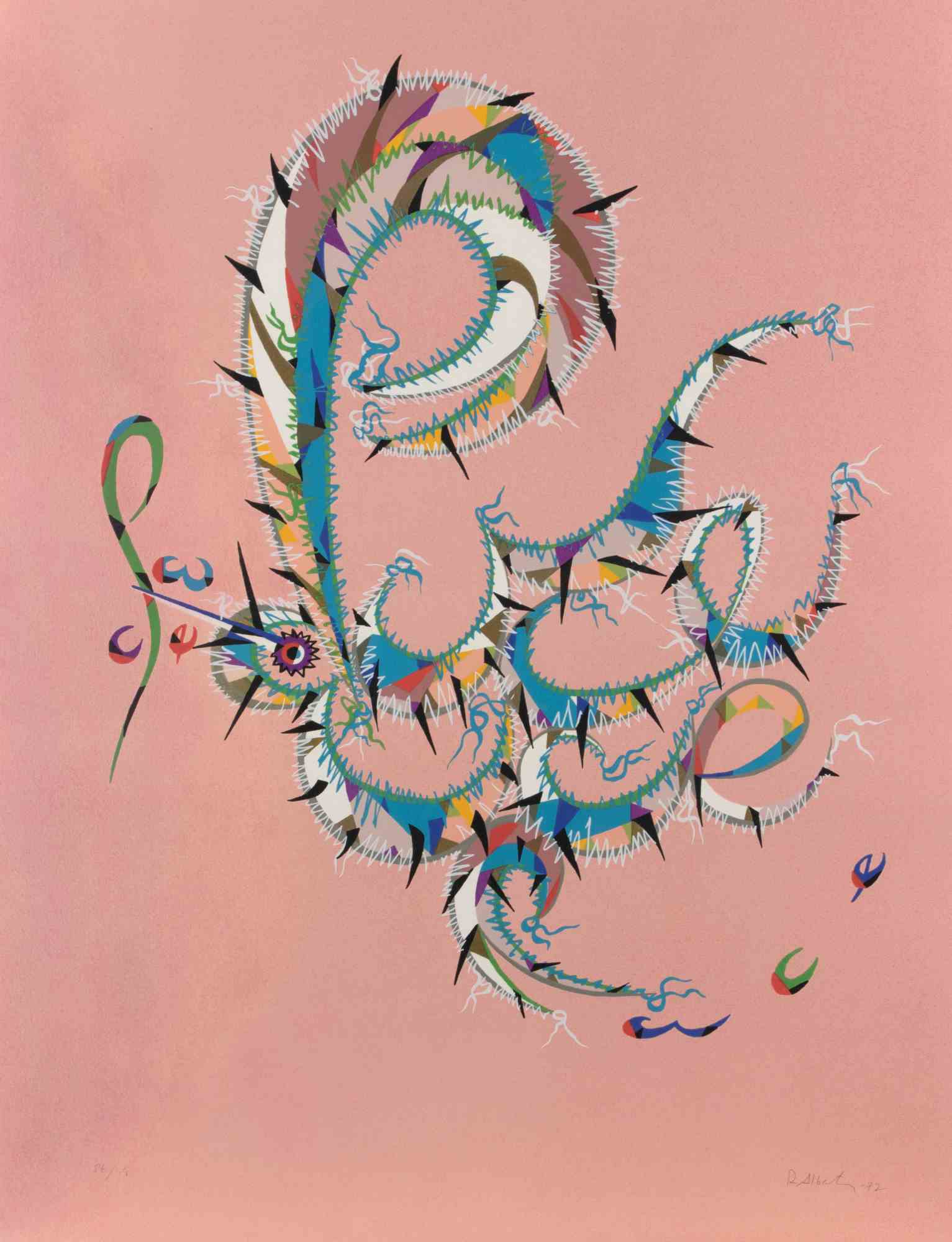 Letter P Lithograph by Rafael Alberti, Abstract, 1972, Unframed