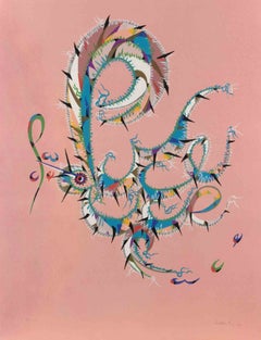 Lithographie « Lettre P » de Rafael Alberti, abstraite, 1972, non encadrée