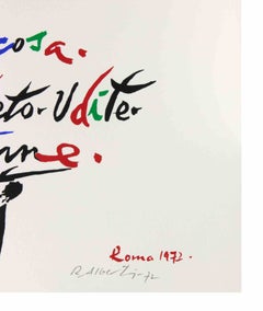 « Le lyrisme de l'alphabet », lithographie de Rafael Alberti, abstraite, 1972, non encadrée