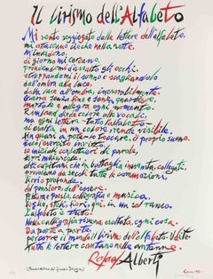 « Le lyrisme de l'alphabet », lithographie de Rafael Alberti, abstraite, 1972, non encadrée