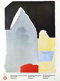 Composition abstraite. XIVe Jeux Olympiques d'hiver, Sarajevo - Affiche originale - 1983