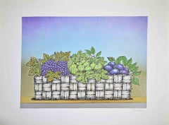 Still Life with Basket of Fruit - Lithograph by Bruno Caruso - 1980s