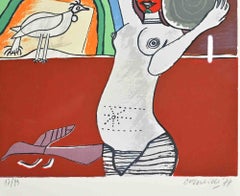 Girl with Rainbow: Homage to Leopold...-Lithograph by Guillaume Corneille-1977