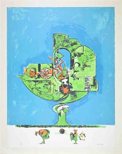„Flames in a Rock Form I“ – Lithografie von Graham Sutherland – 1970er Jahre