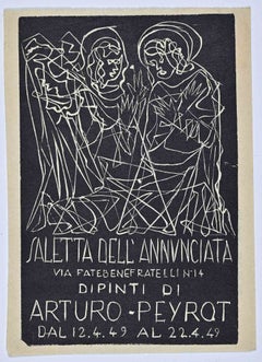 Invitation to Peyrot's Exhibition - Woodcut by Arturo Peyrot - 1949